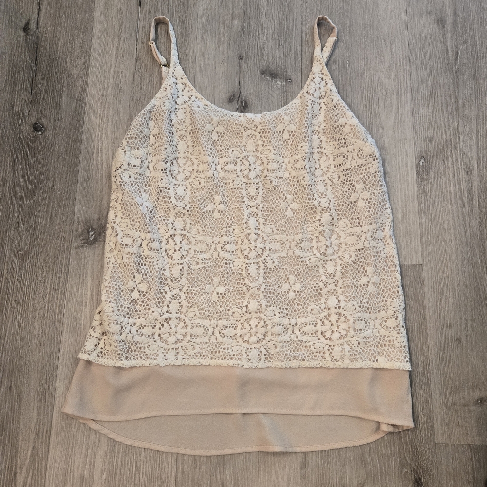 Cabi Crochet Spaghetti Strap Lined Top Size Small